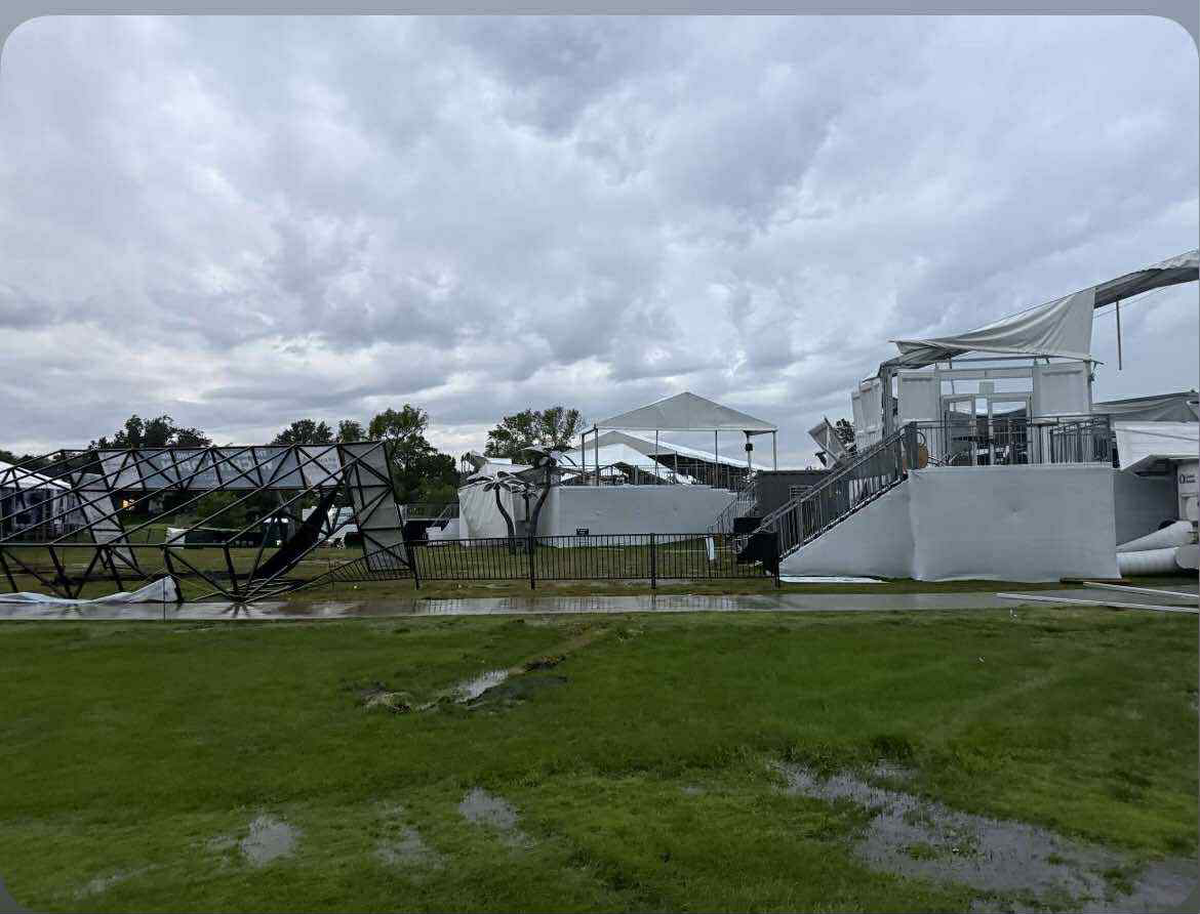 High-speed winds wreaked havoc at Crestview Country Club on Tuesday, forcing clean-up crews to scramble just two days before the start of the Wichita Open.