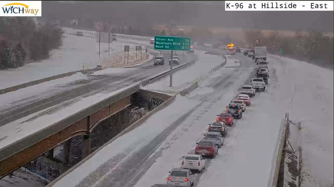 As of 8:30 a.m., K-96 at Hillside appears to have accidents in both directions.