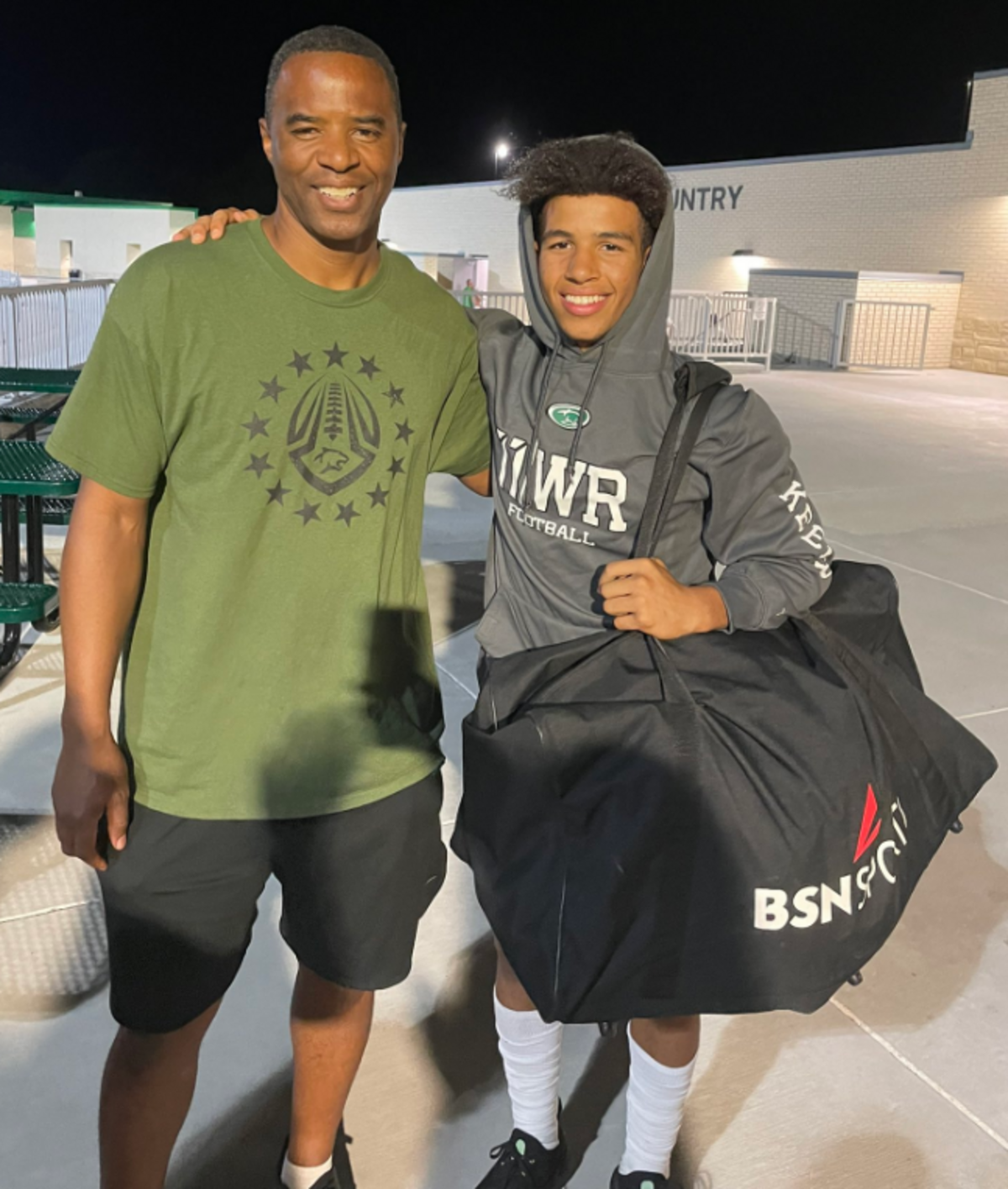 Derby senior Nathan Keener (right) has become a team leader with the help of his father, Chris (left), who served in the United States Army.