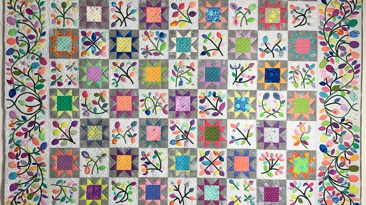 Members of the Prairie Quilt Guild of Wichita’s quilted this year’s “Opportunity Quilt.” Raffle tickets for the quilt will be sold for $1 each or six for $5 at the 2022 Common Threads Quilt Show June 24-25. A winner will be drawn on Saturday, June 25.