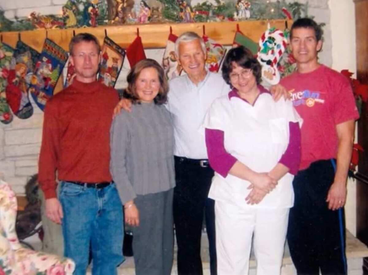 Ronald “Roe” Messner poses for a photo with his children during Christmas roughly 25 years ago. From left: Richard, Roann, Robin and Ron.