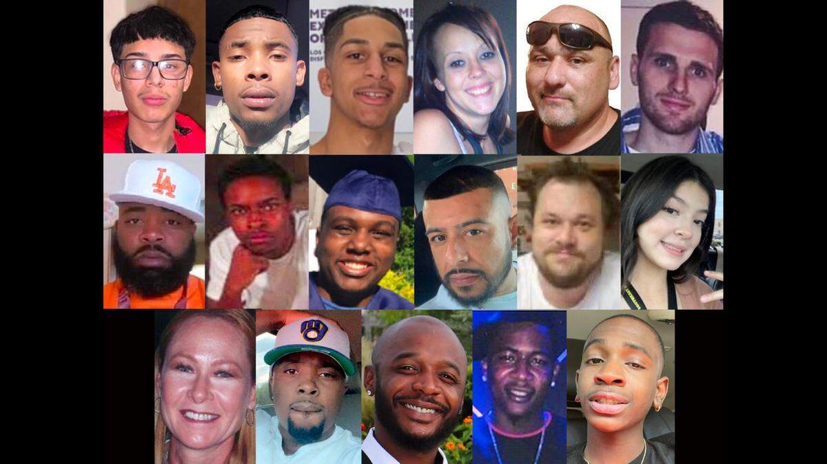 Among the homicide victims in 2022. Top row: Alexis Cervantes-Martinez, Amill Williams, Boisy Barefield, Bonnie Galloway, Brett Boone and Connor O’ Callaghan. Middle row: Dennis Haynes, Emmanuel Hardy, Gabriel Njoroge, Gregorio Banuelos, Jayson Stalkup and Mariah Zamora. Bottom row: Marni (Wessling) Shrum, Nyron Bowen, Pleasure Coleman, Trebeon Golston and TrenJvious Hutton.