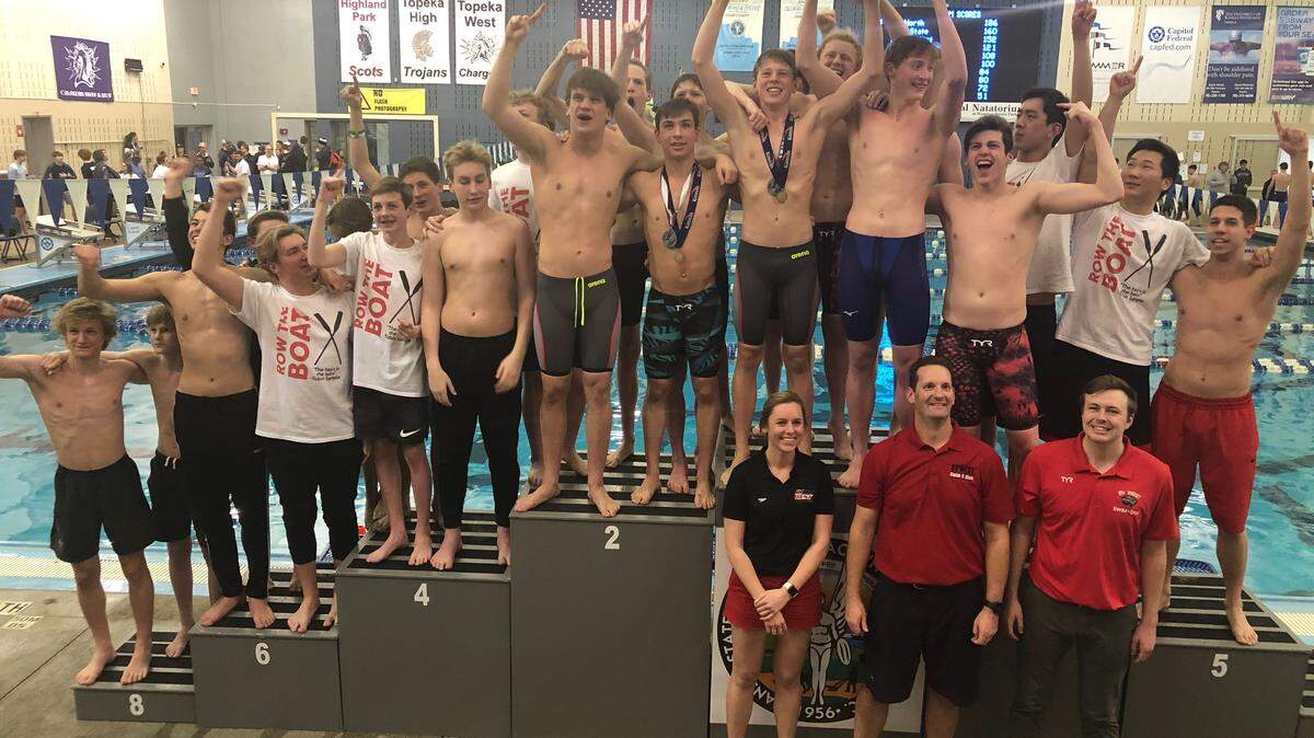 2020 Blue Valley West boys swimming state championship team