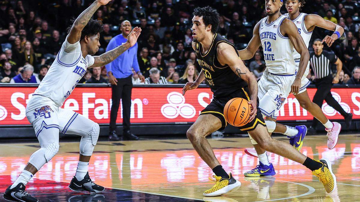 James Rojas drives to the basket against Memphis in the Shockers’ game on Thursday.