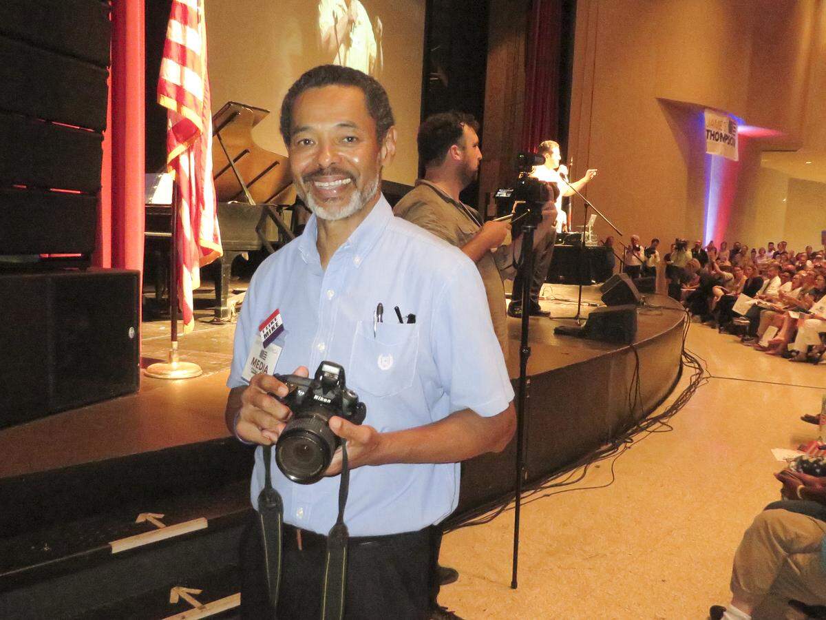 “Pictureman” Michael Kinard has spent years visually documenting Wichita African-American and Democratic community events. He photographed last week’s Bernie Sanders campaign rally on behalf of congressional candidate James Thompson.