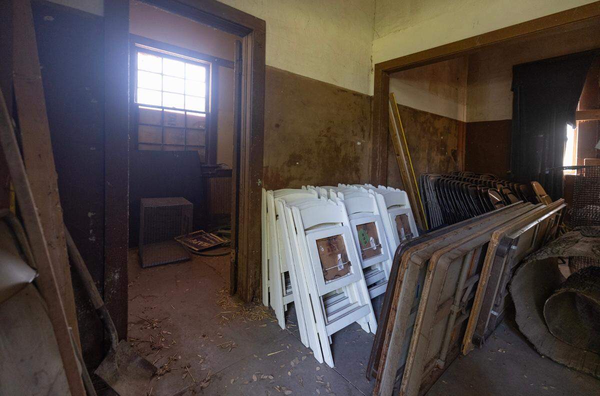 The inside of the 1911 pagoda in Riverside Park as it looks today. The one-time concessions stand is going to be converted to a wildlife classroom and event venue.