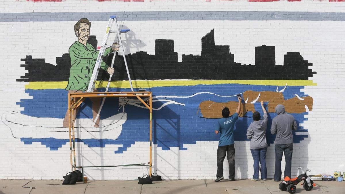 Avenue Art Days launched in 2015 when artists created a mural of one of Wichita’s founders, J.R. Mead, crossing the Arkansas River.