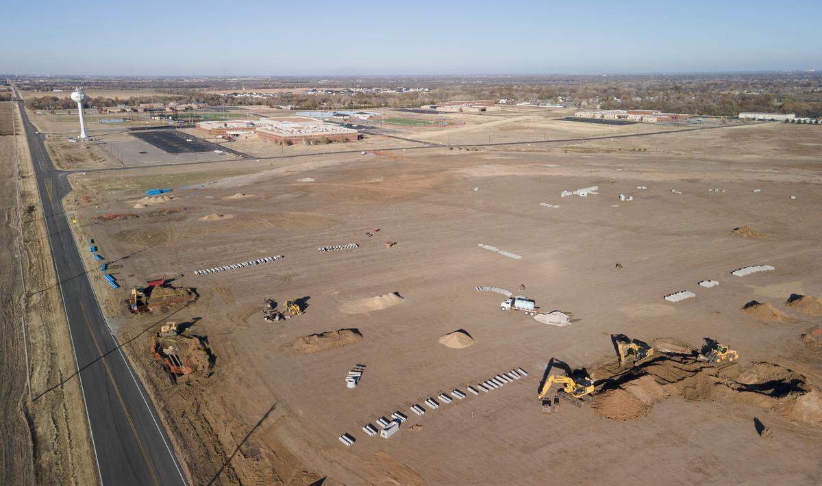Developer Paul Kelsey is building the 65-acre Abilene Place at 167th and Kellogg. It will have duplexes and storage among other things and is named for its relation to Eisenhower High School, which is shown in the top left of this photo.