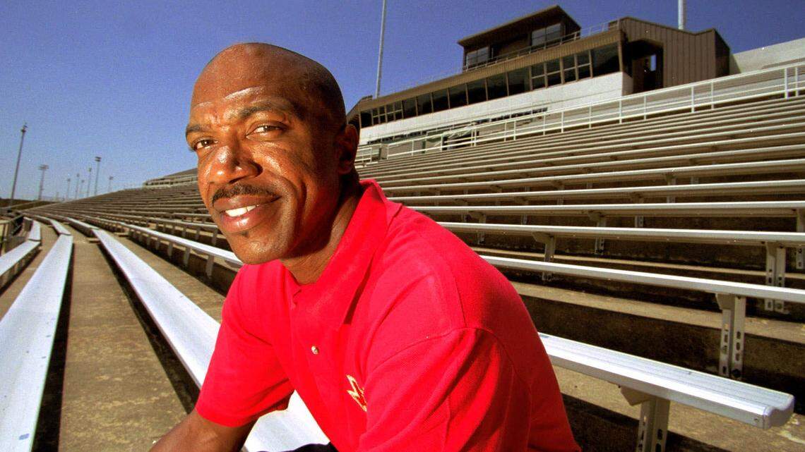 Former Wichita State football player Prince McJunkins poses in Fort Worth, Texas. McJunkins, 59, died of COVID-19 complications on Tuesday.