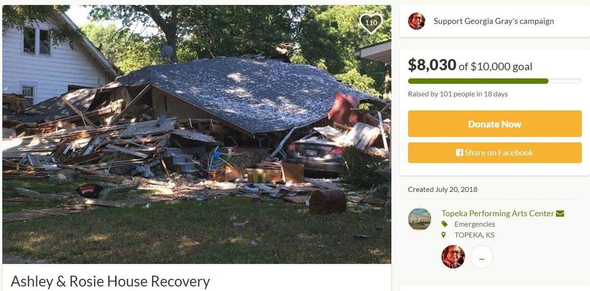 A Topeka family’s house exploded as a result of storm damage, the fire department told the Capital-Journal.