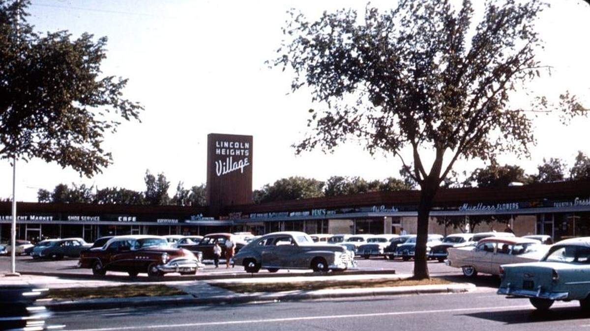 A photo from the early days of Lincoln Heights Village, which was the first shopping center of its kind when it opened in 1949.