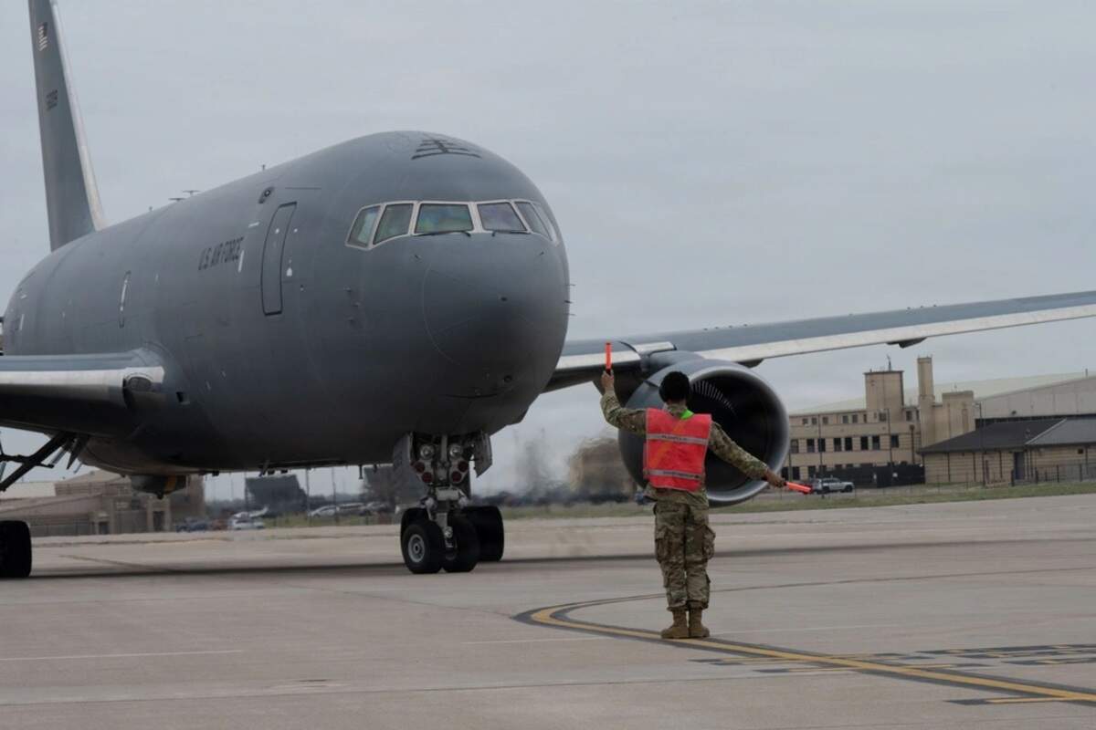 Crews at McConnell Air Force Base relocate planes to other military bases ahead of storms predicted on April 1. They also moved aircraft ahead of severe weather forecasted for Saturday and Sunday.