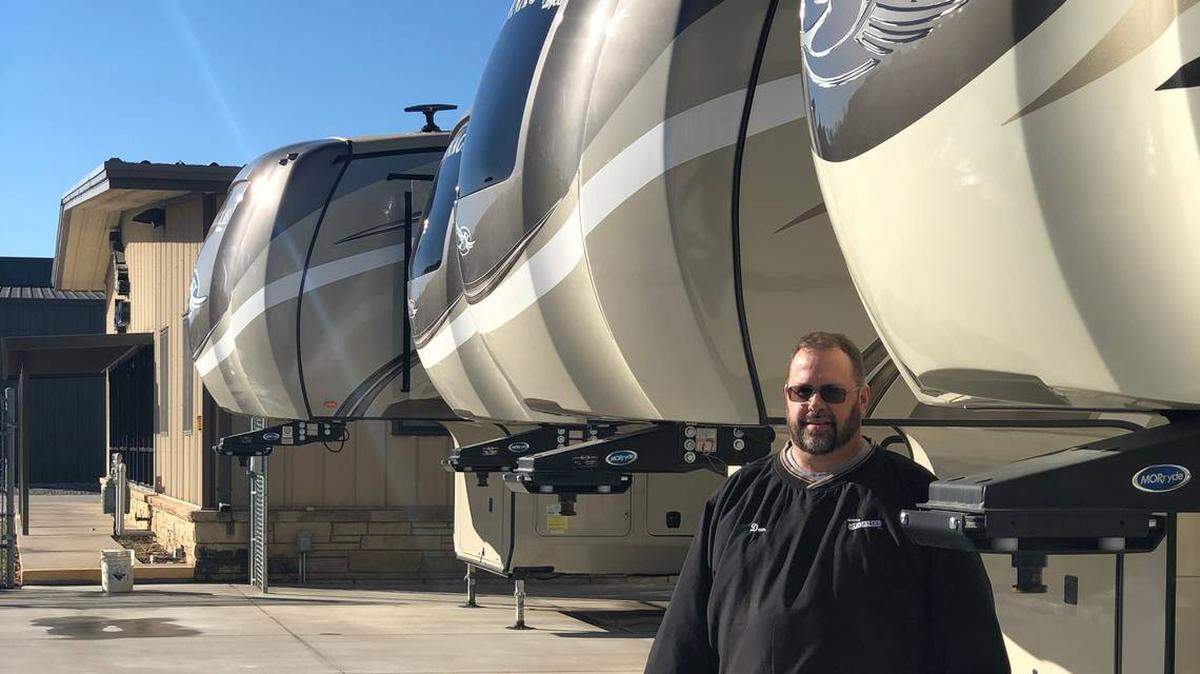 Dan Lear of Harper Camperland, pictured at the time of the company’s announcement of a new Park City store in 2019. The longtime company has sold its two Kansas stores to Fort Lauderdale-based RV Retailer.
