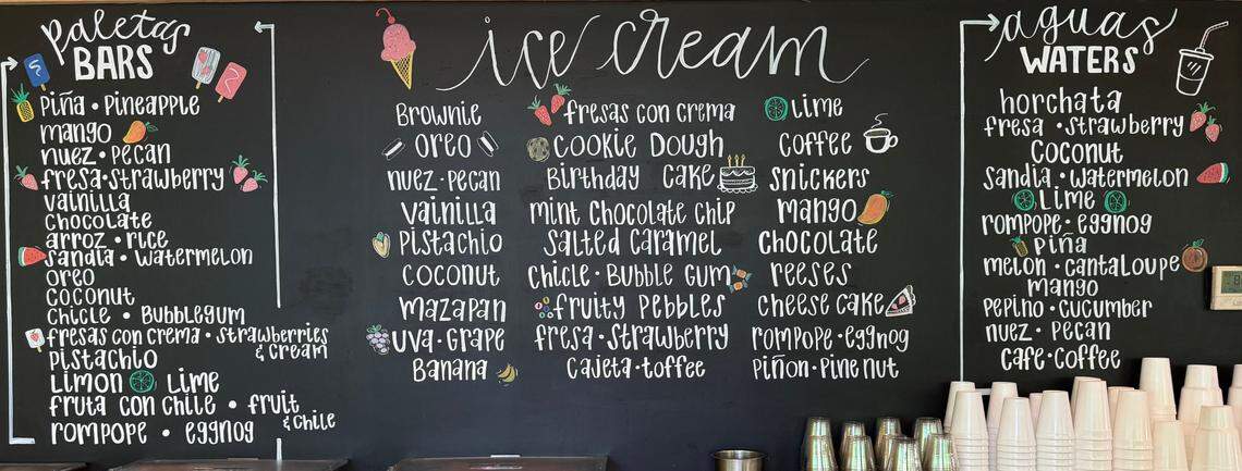The menu for Paleteria Chihuahua, which opens on Sunday