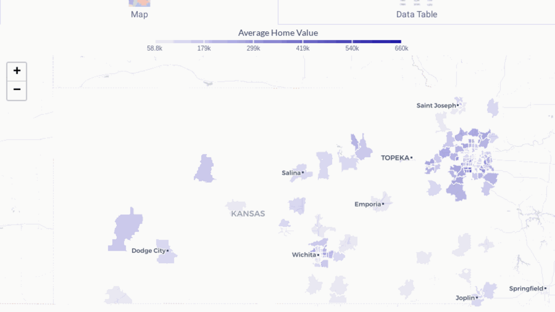 See the average value of homes in Wichita and Kansas by ZIP code