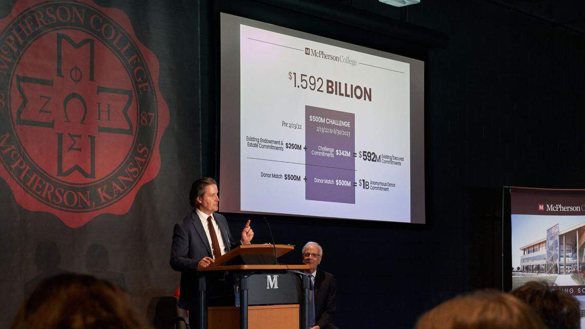 McPherson College has received a $1 billion endowment from an anonymous donor. College president Michael Schneider made the announcement Friday during an on-campus event.