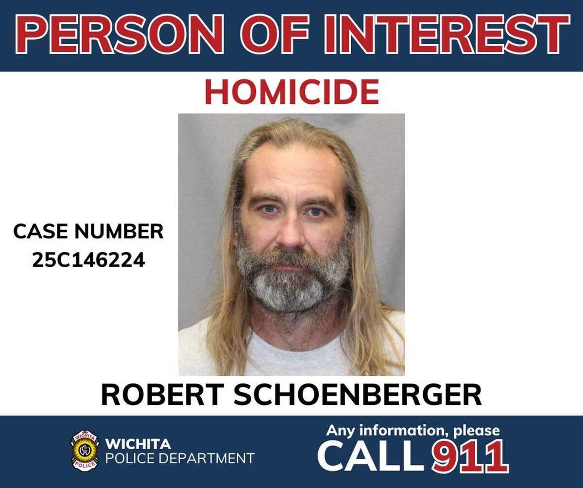 Robert Schoenberger is a person of interest in a fatal shooting Monday night outside of Wesley Medical Center, police said.