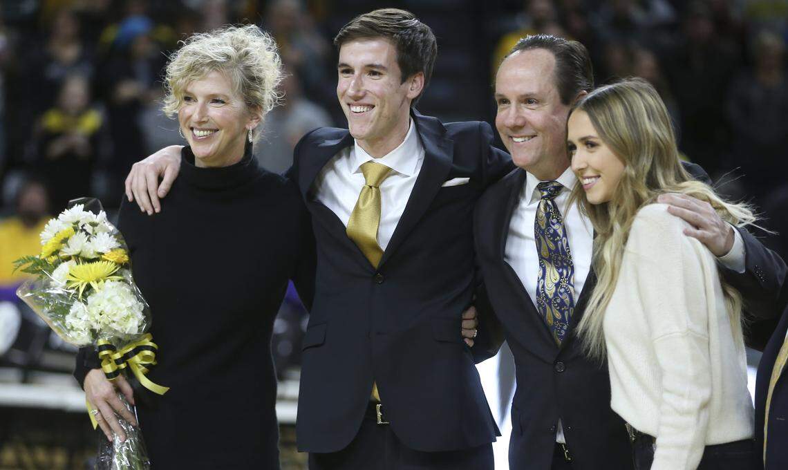 Senior manager Kellen Marshall, son of Wichita State head coach Gregg Marshall, was honored withe the rest of the seniors after their game against East Carolina on Tuesday. 