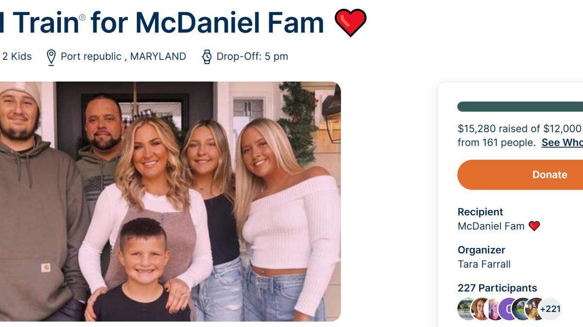 A meal train was set up to help the family of Charles McDaniel, a 44-year-old Maryland man who died in a plane crash Wednesday night that claimed the lives of 67 people.