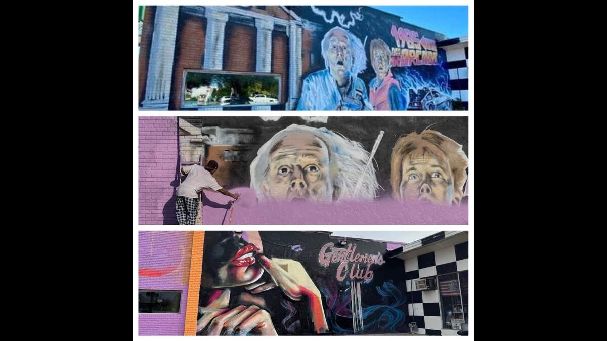 The “Back to the Future” mural that went up on a building at Maple and Seneca in 2018 has been replaced.