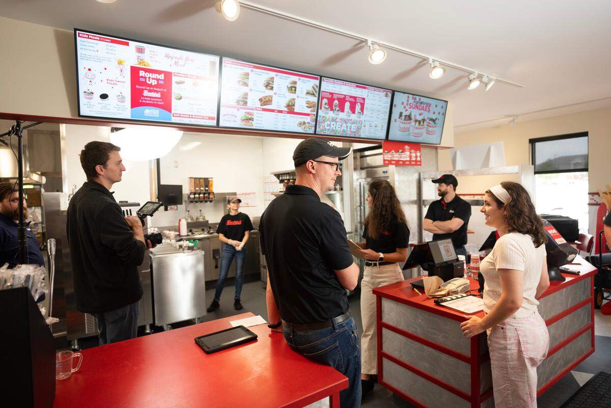 The Freddy’s media resource team shoots instructional video inside the national chain’s new headquarters and Training & Innovation Center, which includes a full Freddy’s restaurant.