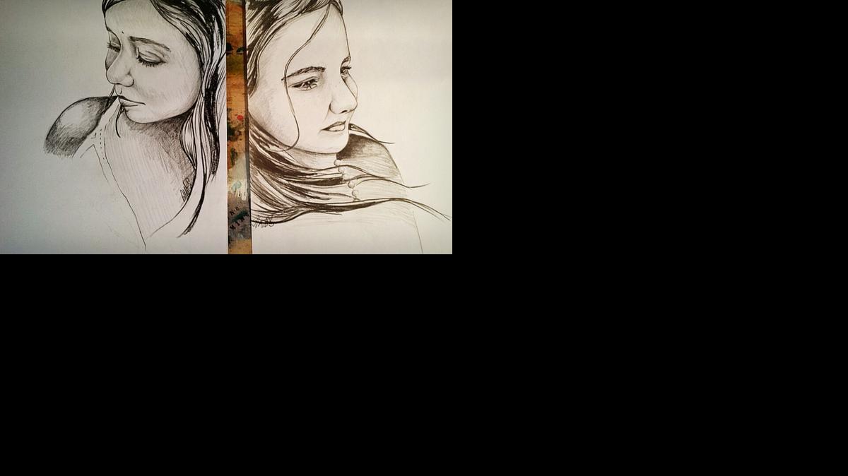 Lexi Simone, 9, and Lyric Monet, 11, as drawn by their mom, Melissa Slates

