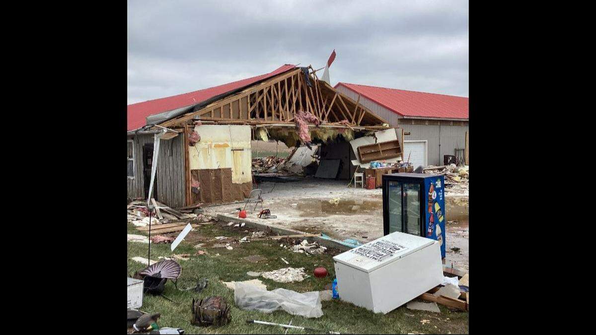 A storage warehouse had major damage when it was hit by an EF-2 tornado Wednesday night outside of Rossville. 