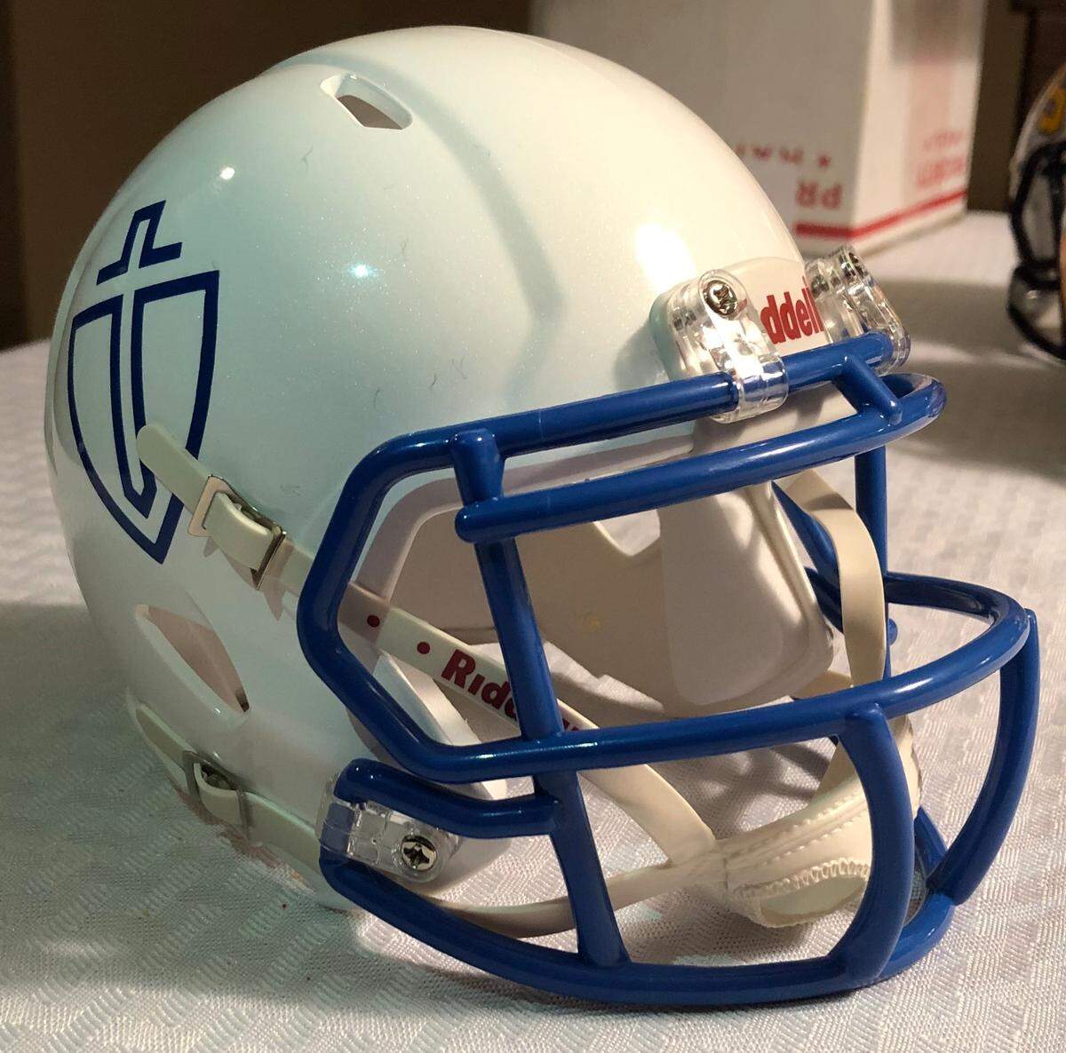 The Kapaun helmet was one of the hardest to make because of the detailed logos all around the helmet, McDaniel said.