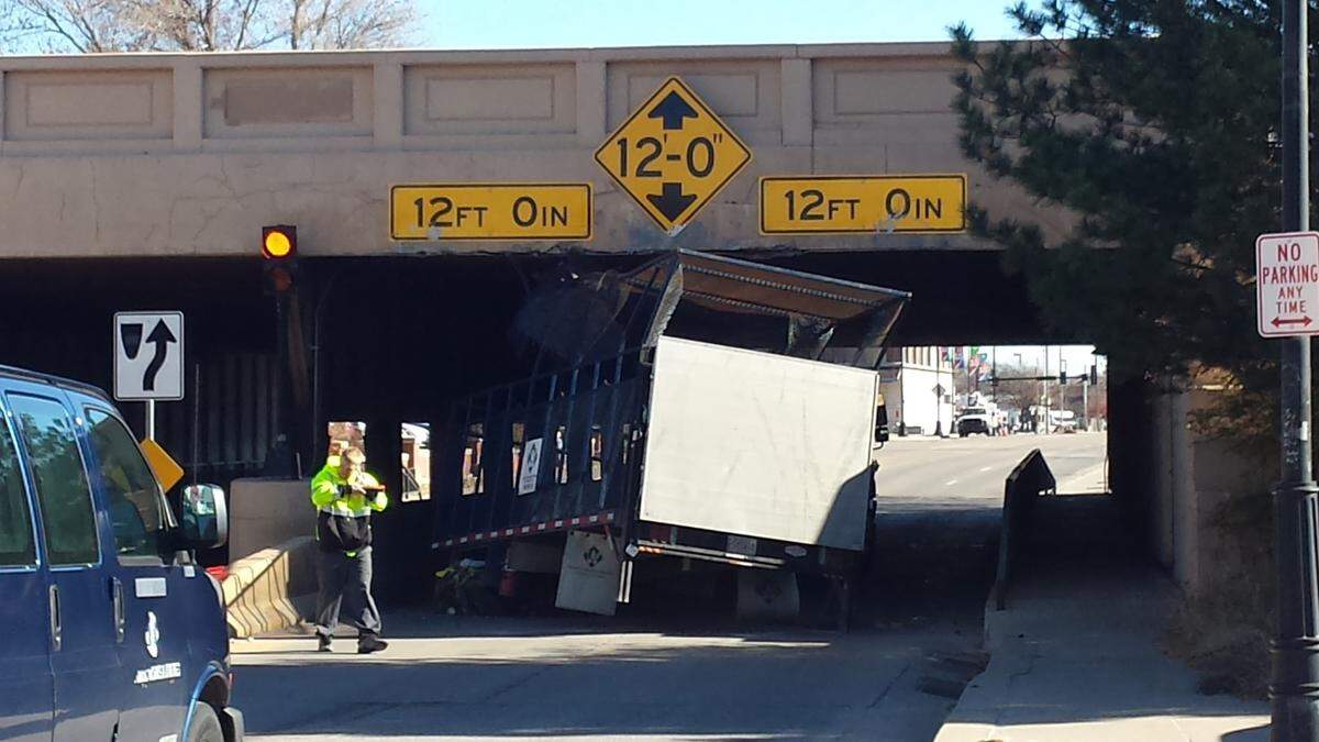 This “truck-killing bridge” on Waterman near Commerce Street struck again. Businessman Bruce Rowley has contemplated doing a coffee table photo book of all the accidents there.
