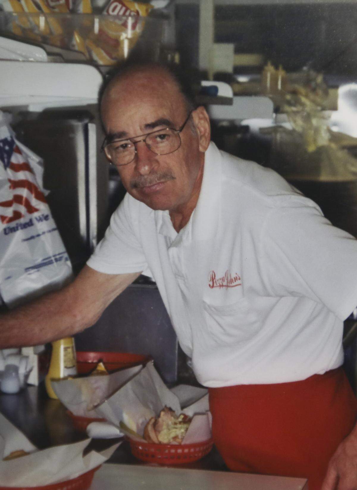 John McCulloch, owner and founder of Pizza John’s, in the kitchen. The Derby restaurant turns 50 this year.