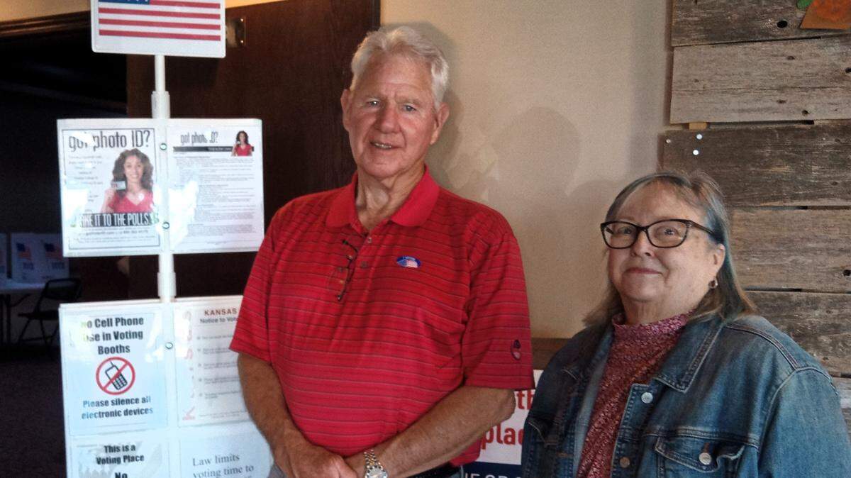 Edward and Jo Meister were among the trickle of voters at the Reliance Church in Wichita.