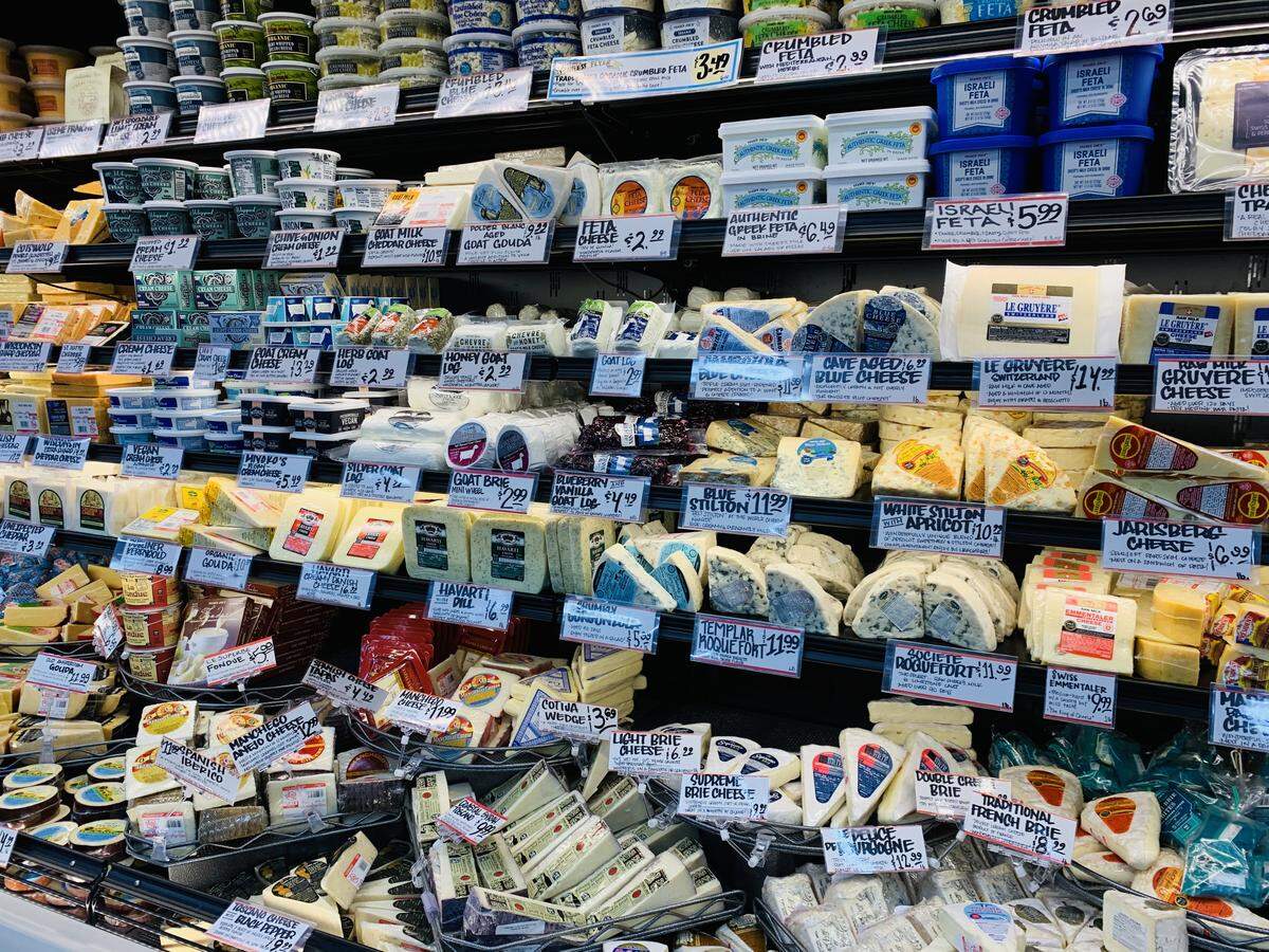 Charcuterie fans will be in heaven shopping Trader Joe’s wall of cheeses.
