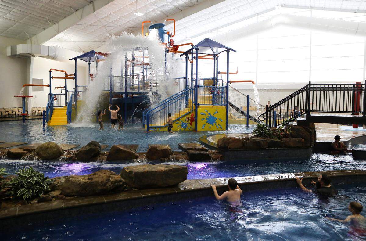 The 7 Clans Indoor Waterpark located at First Council Casino Hotel in Newkirk, Oklahoma is nearly 20,000 sq. ft. and has four water slides and a lazy river. Only guests of the hotel have access to the park. (April 22, 2019)