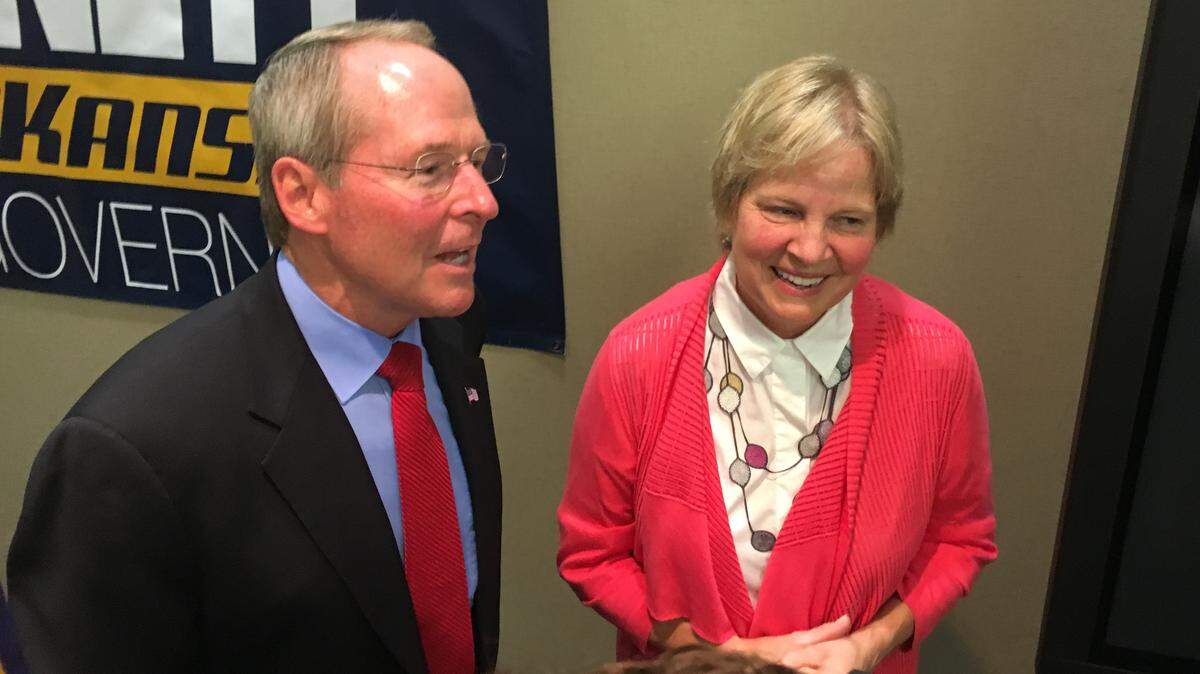 Kansas Republican gubernatorial candidate Jim Barnett introduced his wife, Rosie Hansen, as his running mate on Thursday.