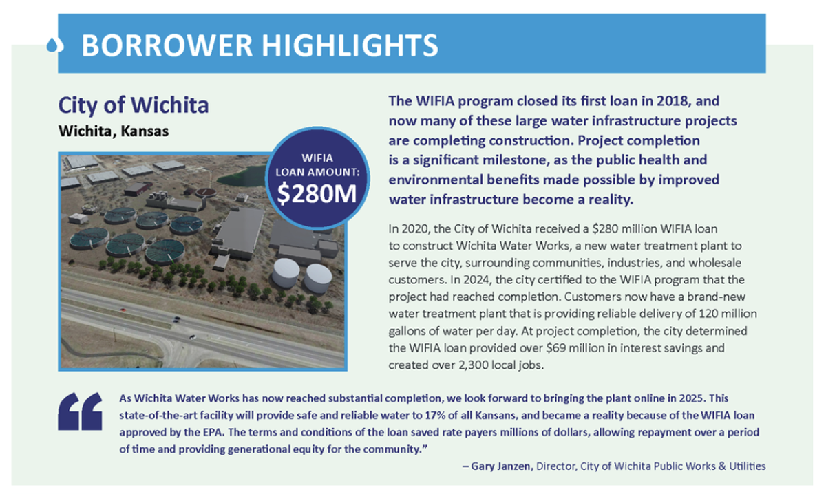As of January 5, 2026, the EPA incorrectly identified Wichita’s new water treatment plant as complete and “providing reliable delivery of 120 million gallons of water per day.” The federal agency later changed the report after The Eagle asked about it.
