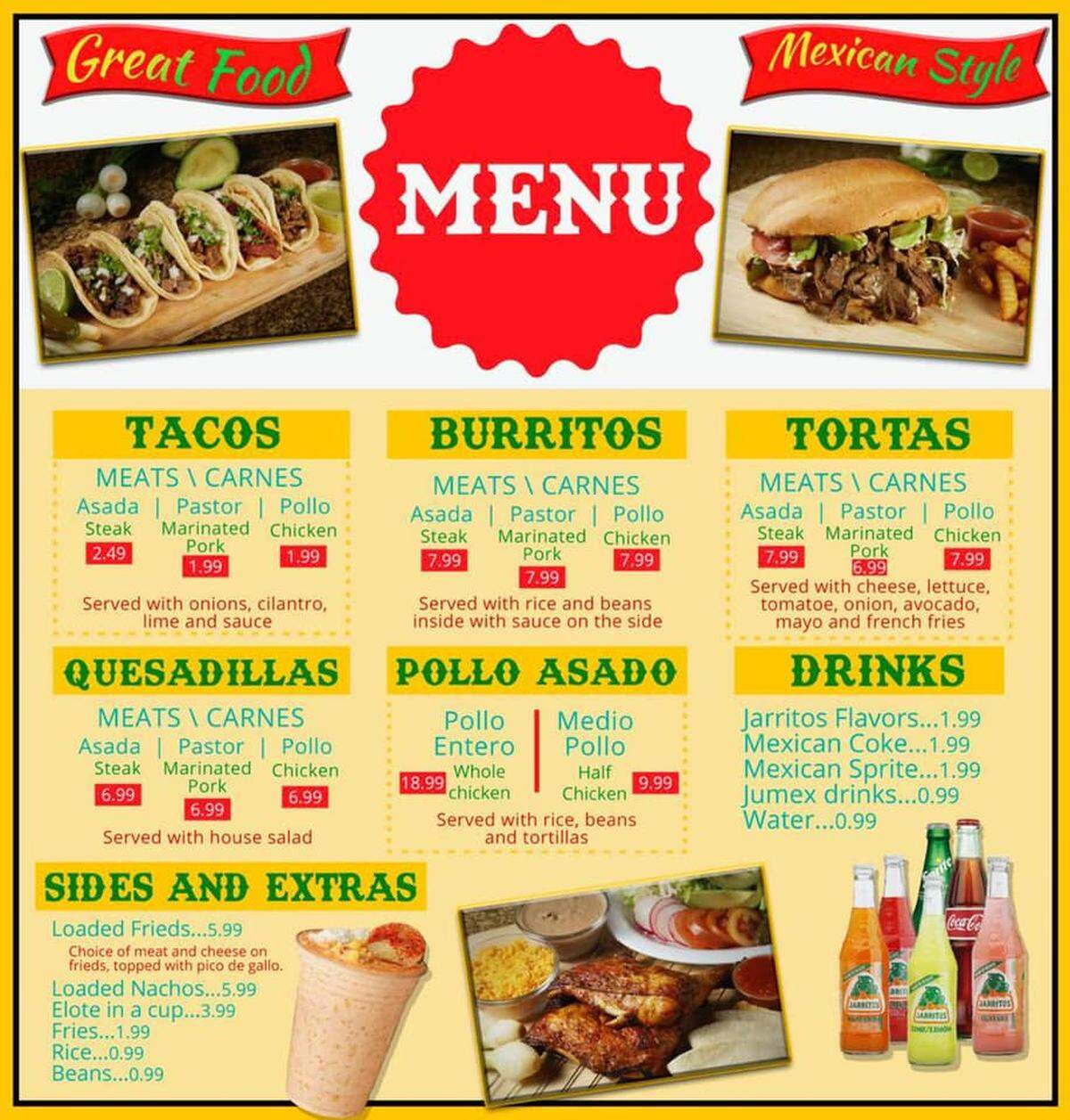 The menu for the new El Rio Bravo food truck