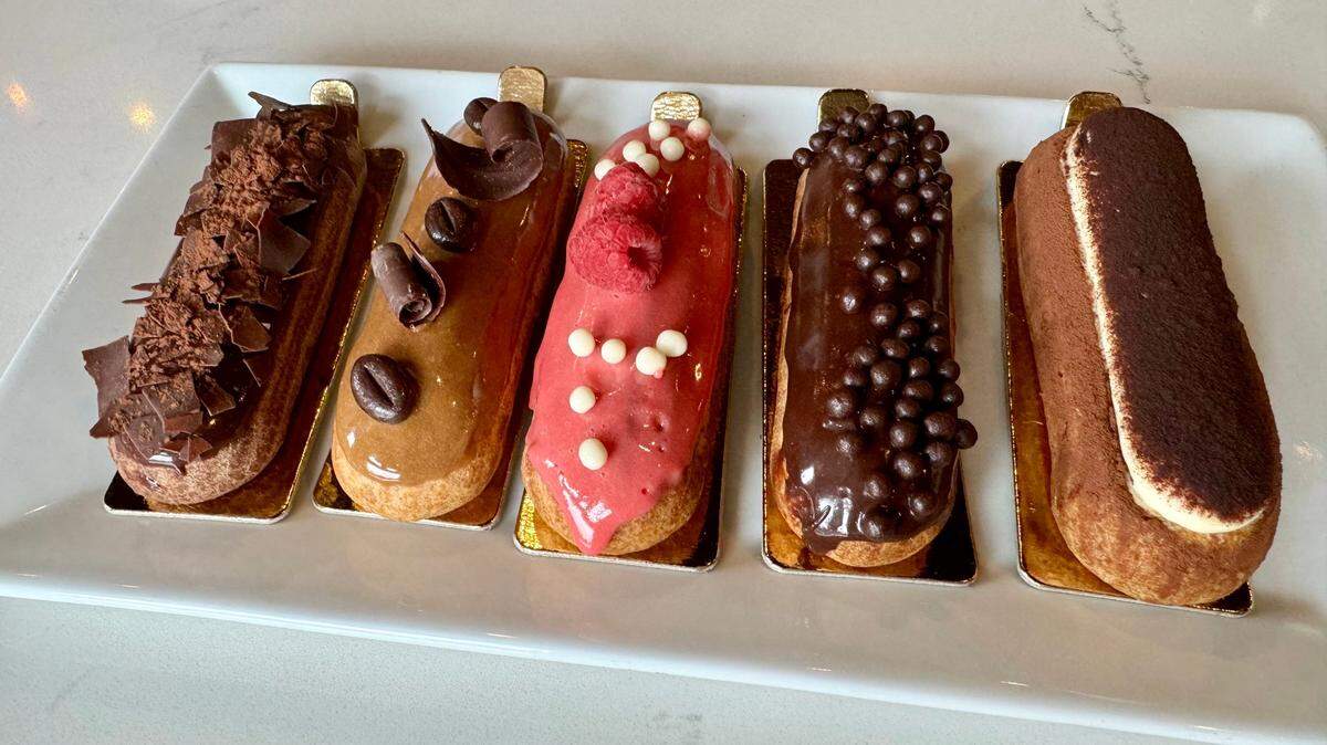 Gus Srour, who owns Cafe Maurice with his wife, Therese, has started hand-making French eclairs. He plans to add more French pastries to his new case at the restaurant.