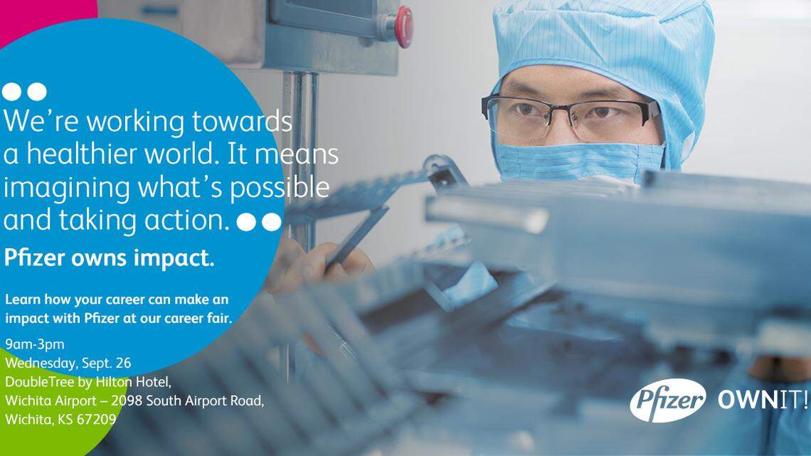 Drug manufacturer Pfizer plans to add 350 jobs at its McPherson plant and will hold a job fair on Wednesday in Wichita.