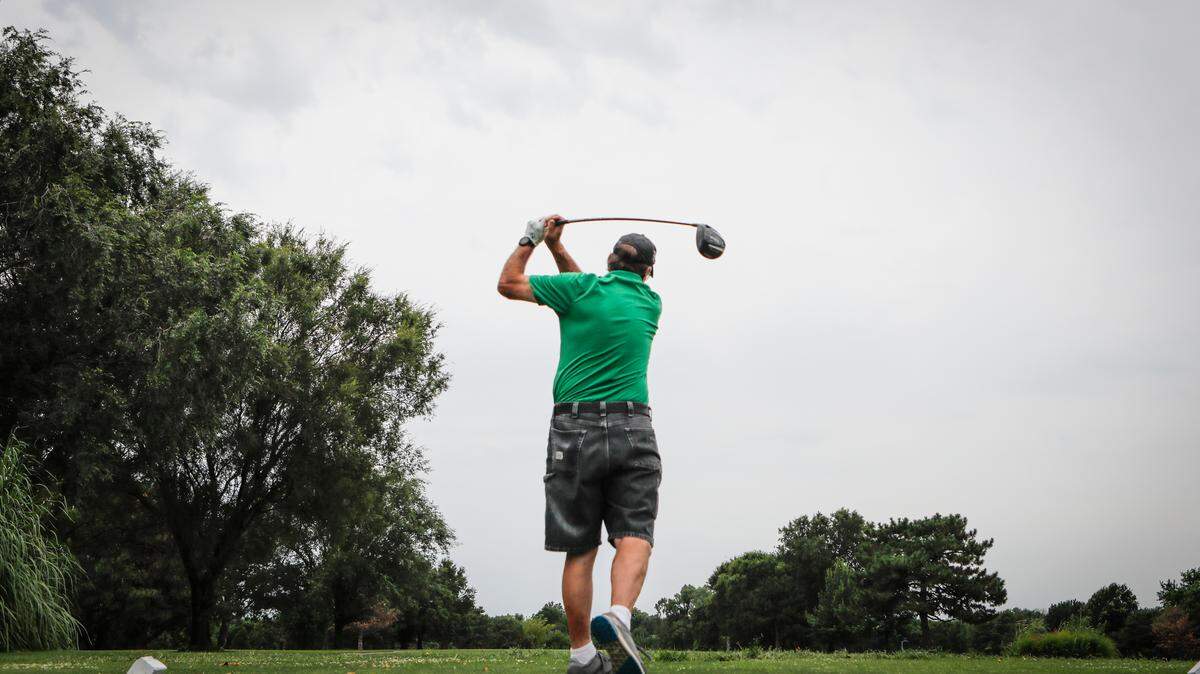A golfer playing a last round at Clapp Golf Course, which closed in 2019.