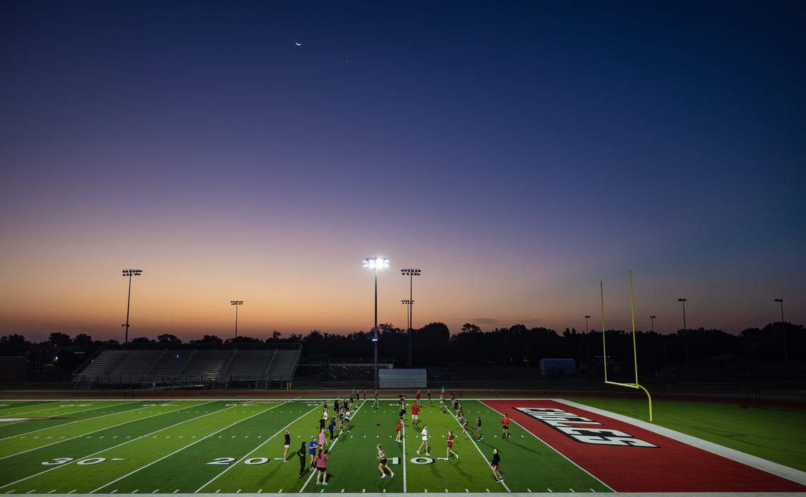 Maize High conducts their first flag football practice on Wednesday morning.