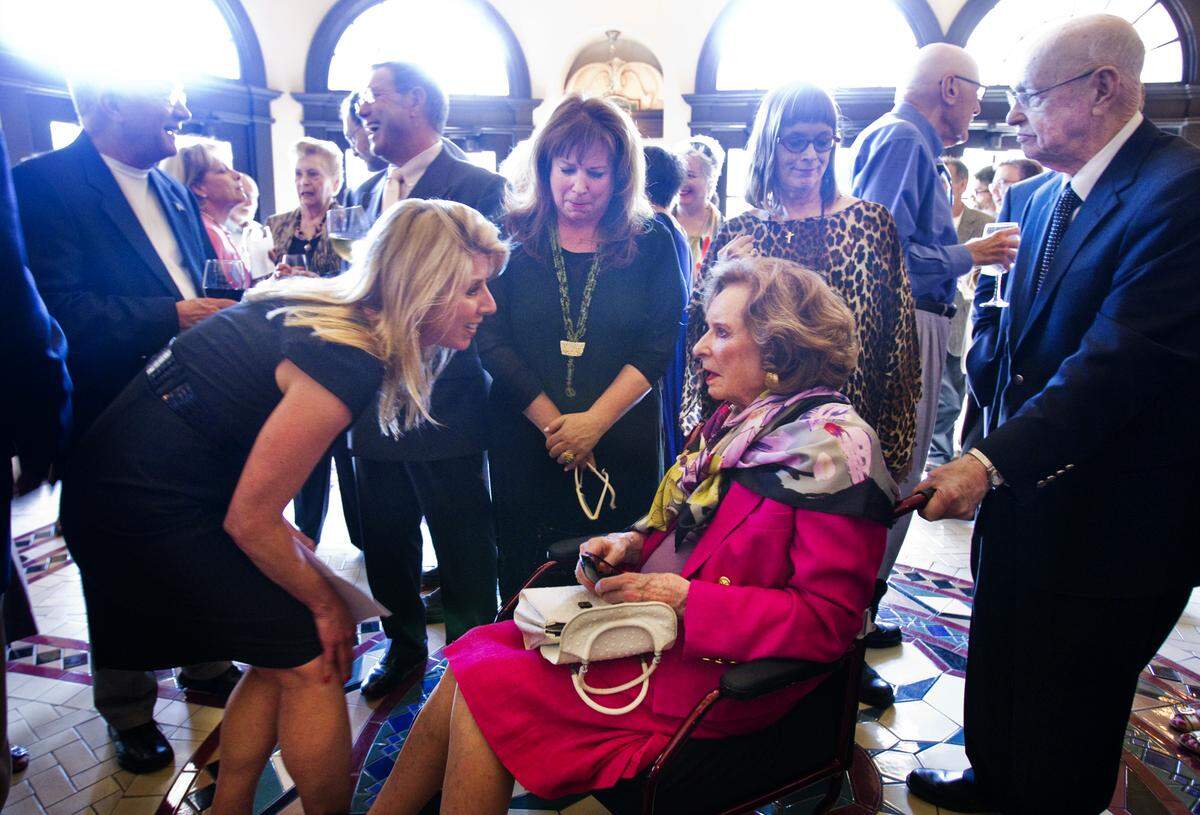 The late Jean Garvey, right, was photographed at The Orpheum in 2012 after the Garvey Trust announced a $1 million gift to the theatre.