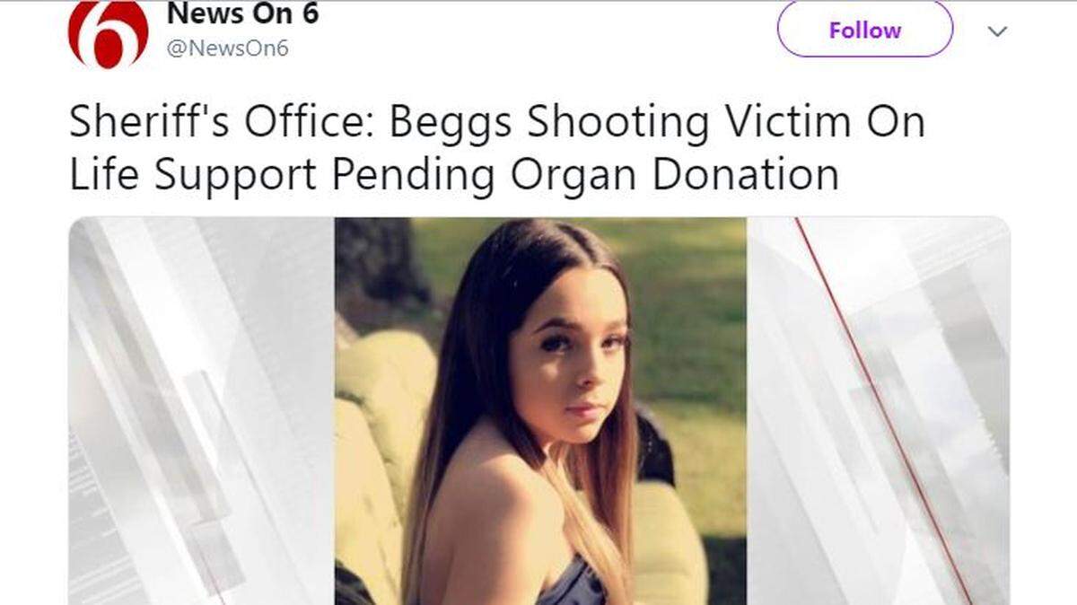 Kloee Toliver was pronounced brain dead, officials say.