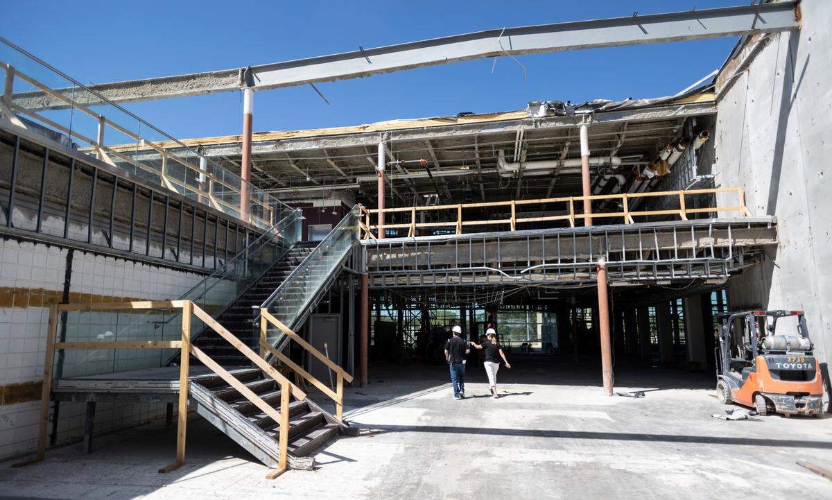 What remains on the entryway of the Andover YMCA. The building took a direct hit from a tornado on April 29. About two thirds of the building will be able to be remodeled. The other parts had to be torn down and will be rebuilt.