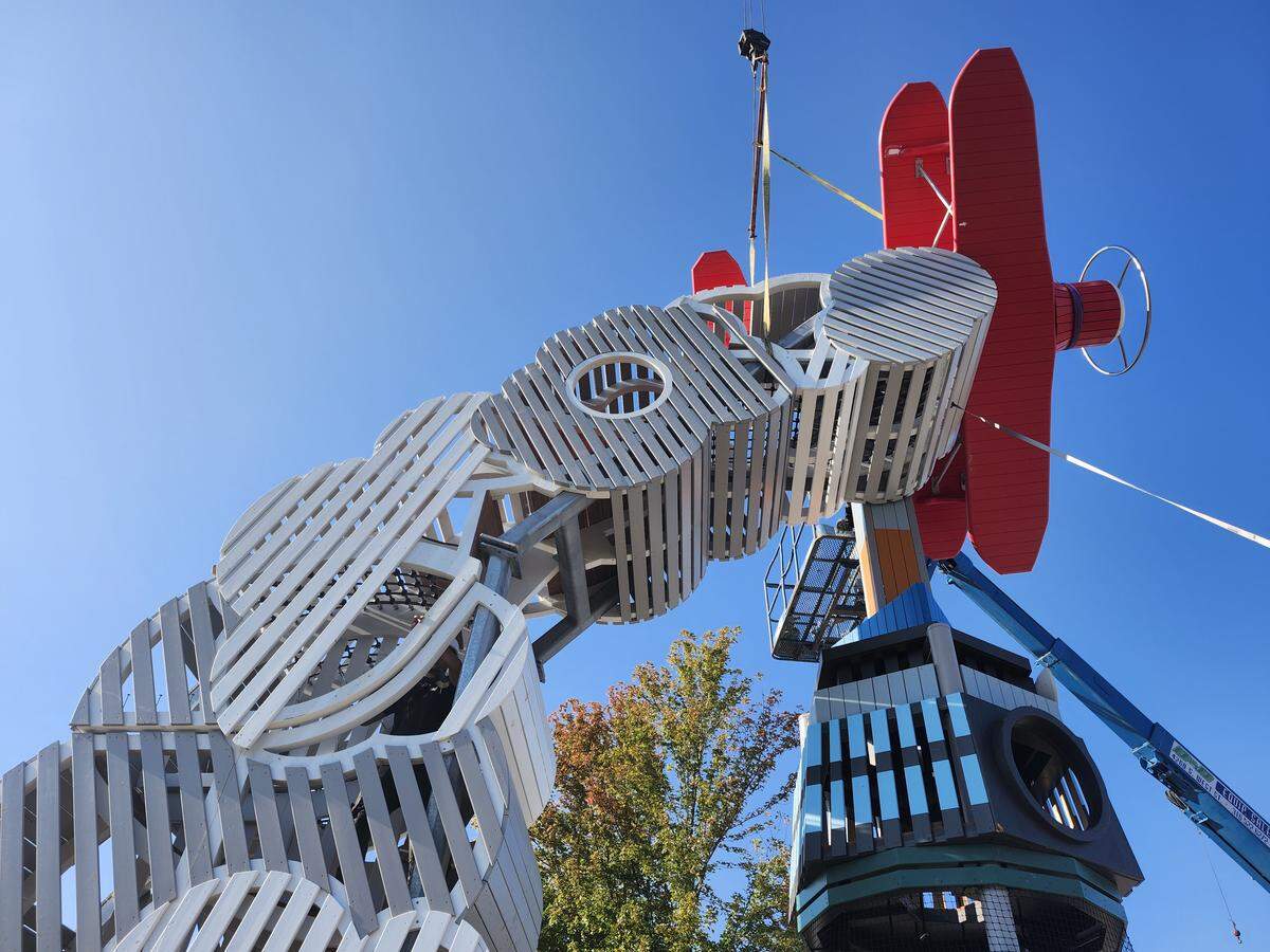 A variety of playgrounds within the outdoor space at Exploration Place are starting to take shape.