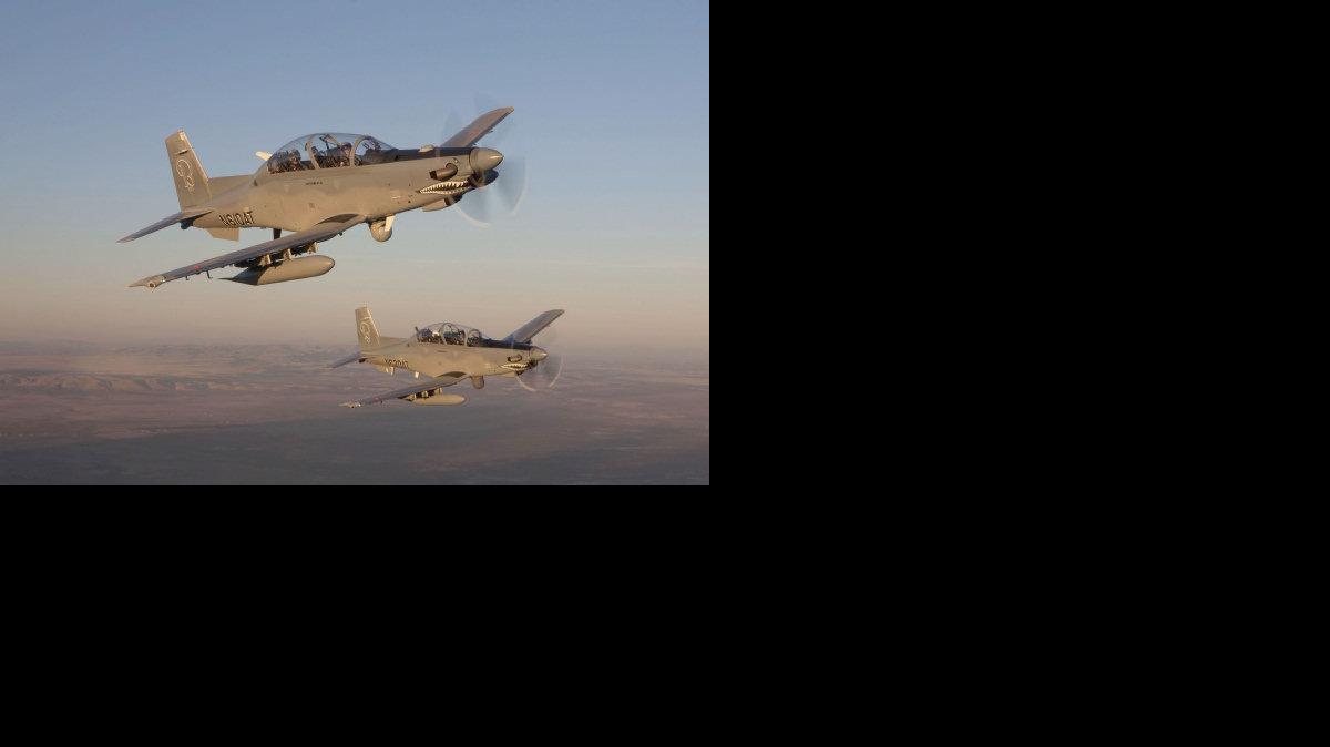 Hawker Beechcraft AT-6 attack and surveillance aircraft.