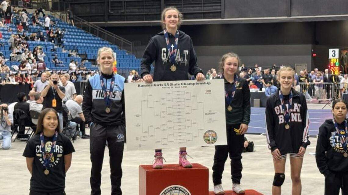 Kansas high school state girls wrestling: Maize South freshman finishes perfect year