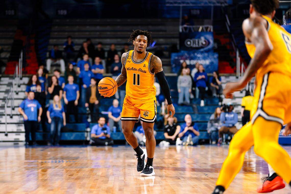 Wichita State’s Justin Hill looks to make a play against Tulsa in Sunday’s game at Reynolds Center.