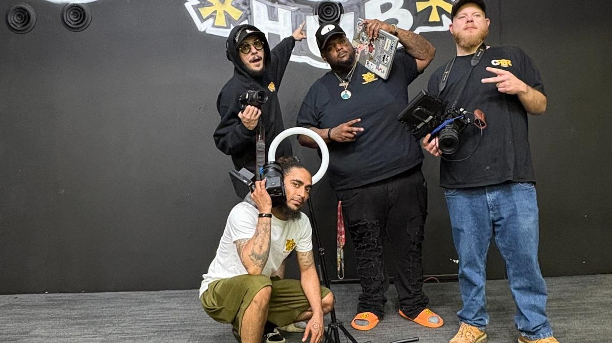 The team behind the new CR8RHub includes Anthony Lovell, foreground, Cody Morgan, back left, Darius Flournoy, back center, and Kyle Kester, back right.