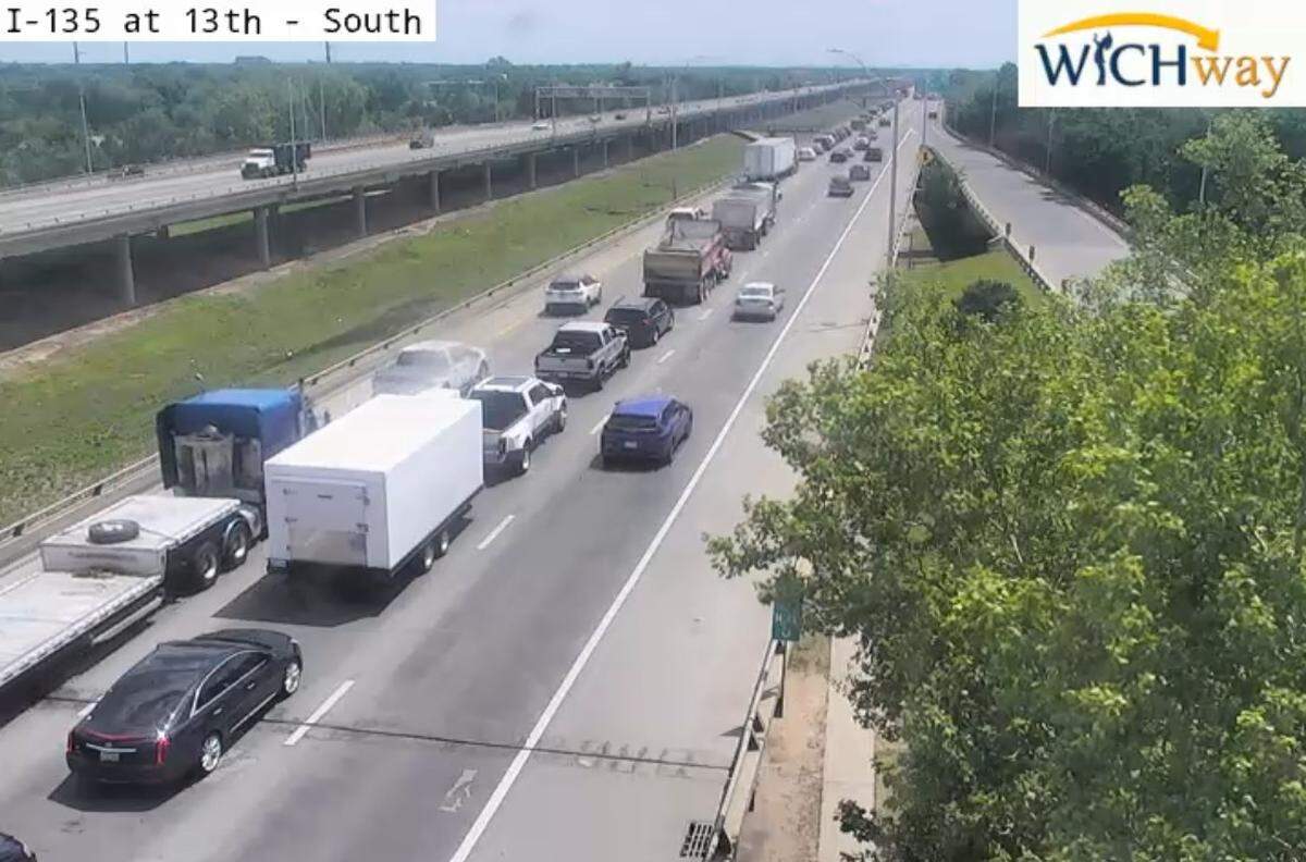 Traffic was backed up Friday afternoon and down to one lane in areas after a crash on southbound I-135.