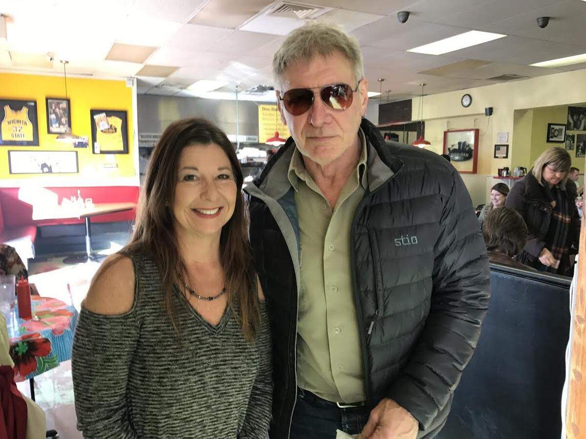 Harrison Ford stopped into Doo-Dah Diner in 2017. He’s pictured with co-owner Timirie Shibley.